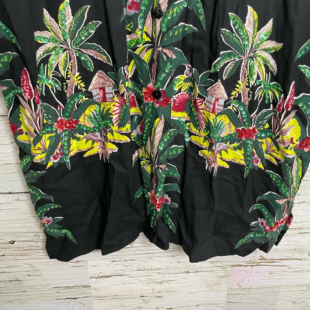 Surya black vintage button down top shirt floral - Picture 2 of 14